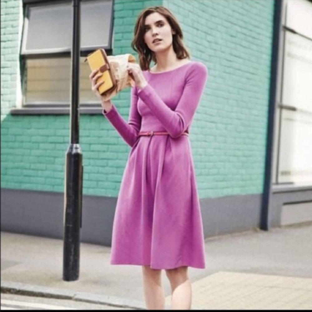 Boden Lindsey textured ponte knit long sleeve dress orchid purple 6